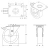 Roulette pivotante à frein diamètre 200 mm caoutchouc EASYROLL® NOIR MAX - 850 Kg