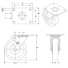 Roulette pivotante Jumelé diamètre 150 mm caoutchouc EASYROLL® NOIR MAX - 800 Kg