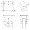 Roulette fixe, diamètre 80 fixation à platine, polyamide, charge 100 Kg