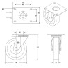 Roulette pivotante, diamètre 80 fixation à platine ,polyamide 6.6 renforcé, charge 250 Kg