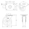 Roulette pivotante, diamètre 200 fixation à platine ,polyamide 6.6 renforcé, charge 1000 Kg