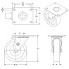Roulette pivotante diamètre 250 polyuréthane FORTHANE® marron jante fonte - 1900Kg