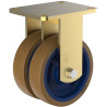 Roulette fixe jumelée diamètre 200 polyuréthane FORTHANE® marron jante fonte - 2000Kg