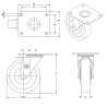 Roulette INOX pivotante diamètre 50 mm roue polyamide blanc - 50 Kg