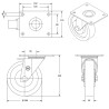Roulette INOX pivotante diamètre 200 mm roue polyamide blanc - 400 Kg
