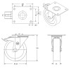 Roulette pivotante à frein diamètre 125 mm roue polyuréthane rouge roulement à billes - 220 Kg