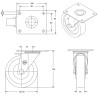 Roulette polyuréthane 75 Shore pivotante Ø 125 mm ERGO-SOFT fixation à platine