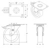 Lot de 4 roulettes INOX pivotantes à frein et fixes polyuréthane rouge 80 mm - 360Kg