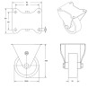 Lot de 4 roulettes INOX pivotantes à frein et fixes caoutchouc non tachant 80 mm - 150Kg