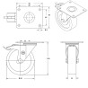 Lot de 4 roulettes INOX pivotantes à frein et fixes caoutchouc non tachant 80 mm - 150Kg
