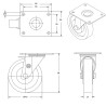 Roulette pivotante Ø40 fixation platine, caoutchouc gris