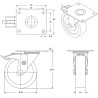 Roulette pivotante à frein Ø50 fixation platine, caoutchouc gris