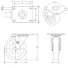 Roulette pivotante diamètre 100 fixation platine ,caoutchouc gris , charge 70 Kg