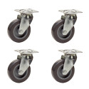 Lot de 4 roulettes pivotantes Caoutchouc Thermoplastique GRIS  50 mm - 120 Kg