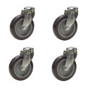 Lot de 4 roulettes à oeil pivotantes Caoutchouc Thermoplastique GRIS  50 mm - 120 Kg