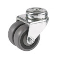 Roulette OEIL JUMELÉE pivotante diamètre 50 mm caoutchouc GRIS - 60 Kg