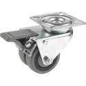 Roulette JUMELÉE pivotante à frein diamètre 50 mm caoutchouc GRIS - 60 Kg
