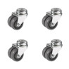 Lot roulettes pivotantes à oeil jumelées caoutchouc gris 50 mm - 180 Kg