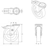 Lot de 4 roulettes à oeil pivotantes et pivotantes à frein caoutchouc élastique bleu 100 mm charge 540 Kg