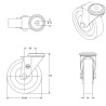 Lot de 4 roulettes à oeil pivotantes et pivotantes à frein caoutchouc élastique bleu 100 mm charge 540 Kg