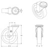 Roulette pivotante, diamètre 150 fixation à trou central ( oeil ), polyamide, charge 350 Kg