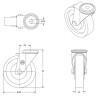 Roulette à oeil pivotante diamètre 60 mm roue polyuréthane rouge  - 70 Kg