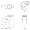 Lot roulettes à oeil pivotantes et pivotantes à frein polyuréthane BLEU-SOFT®  125 mm - 540 Kg