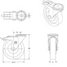 Roulette à oeil INOX pivotante à frein diamètre 150 mm roue polyuréthane rouge  - 300 Kg