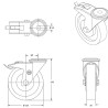 Roulette à oeil INOX pivotante à frein diamètre 125 mm roue polyuréthane BLEU-SOFT® - 180 Kg