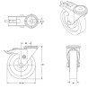 Lot de 4 roulettes à oeil INOX pivotantes et pivotantes à frein polyuréthane BLEU-SOFT®  100 mm - 360 Kg