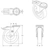 Lot de 4 roulettes à Oeil INOX pivotantes et pivotantes à frein caoutchouc non tachant 125 mm - 300Kg