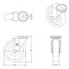 Roulette jumelée à oeil pivotante diamètre 75 mm polypropylène noir- 80 Kg