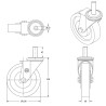 Roulette pivotante diamètre 100 mm caoutchouc noir tige lisse 22 x 47 mm