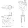 Roulette pivotante à frein diamètre 100 mm polyamide blanc tige lisse 22 x 47 mm
