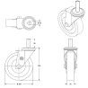 Roulette pivotante diamètre 200 mm caoutchouc noir tige lisse 26 x 56 mm