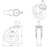 Roulette pivotante diamètre 200 mm polyuréthane rouge tige lisse 26 x 56 mm
