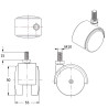 Lot de 5 Roulettes pivotantes chromées fauteuil de bureau 50 mm filetage 10x15 mm