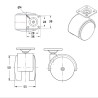 Lot de 4 roulettes pivotantes jumelées chromée 50 mm - 120 Kg