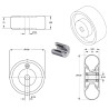 Roue  gonflable diamètre 400 x 100  alésage 25 mm corps tôle roulement à billes
