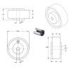 Roue caoutchouc noir diamètre 80 x 25 alésage 12 longueur de moyeu 40 mm roulement à rouleaux