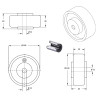 Roue caoutchouc noir diamètre 100 x 30 alésage 12 longueur de moyeu 40 mm roulement à rouleaux