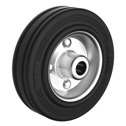 Roue caoutchouc noir jante tôle diamètre 80 x 25 alésage 12 longueur de moyeu 40 mm roulement à rouleaux