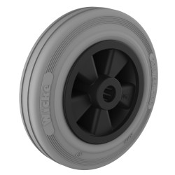 Roue caoutchouc gris diamètre 100 x 30 alésage 12 longueur de moyeu 40 mm roulement à rouleaux
