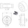 Roue caoutchouc EASYROLL® BLEU 100 x 36 alésage 12 longueur de moyeu 40 mm roulement à billes