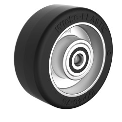 Roue caoutchouc EASYROLL® NOIR, 100 x 40 alésage 12 longueur de moyeu 40 mm  roulement à billes