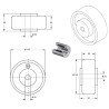Roue caoutchouc EASYROLL® NOIR, 125 x 40 alésage 20 longueur de moyeu 50 mm  roulement à billes
