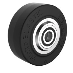 Roue caoutchouc EASYROLL® NOIR, 125 x 50 alésage 20 longueur de moyeu 60 mm  roulement à billes