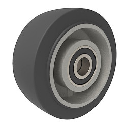 Roue caoutchouc EASYROLL® NOIR MAX, 125 x 50 alésage 25 longueur de moyeu 55 mm roulement à billes