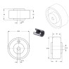 Roue polyamide blanc diamètre 65 x 30 alésage 12 longueur de moyeu 40 mm