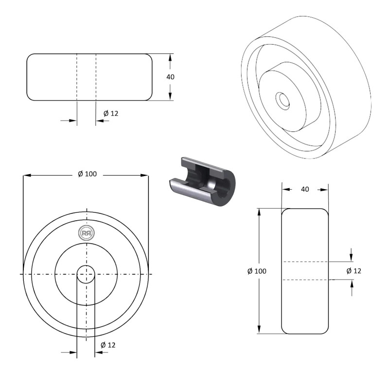 Galet En Polyamide Pour Transpalette – Diamètre 82 Mm, Largeur 100 Mm, Alésage 20 Mm INOX - 10
